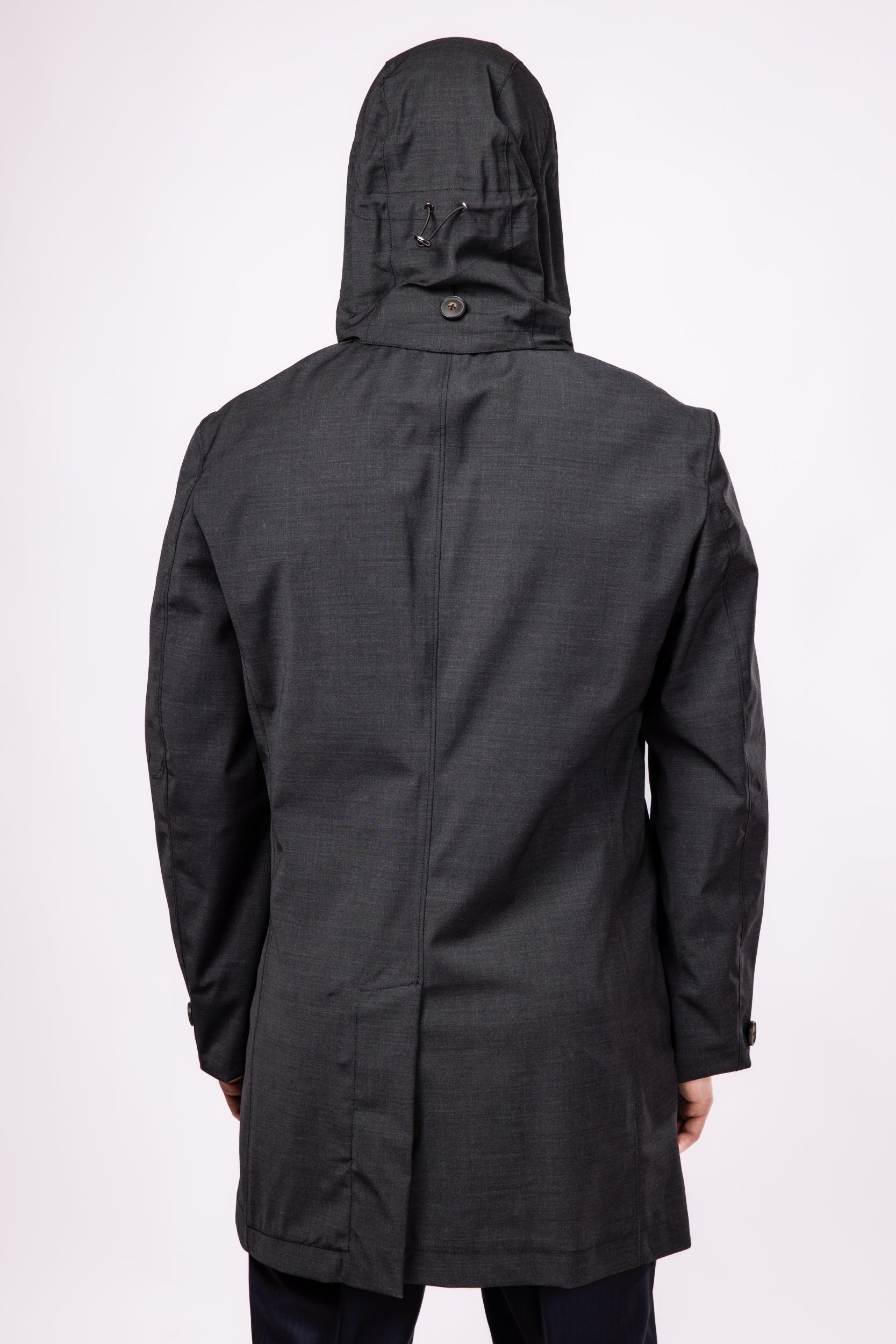 Charcoal Waterproof Wool Raincoat