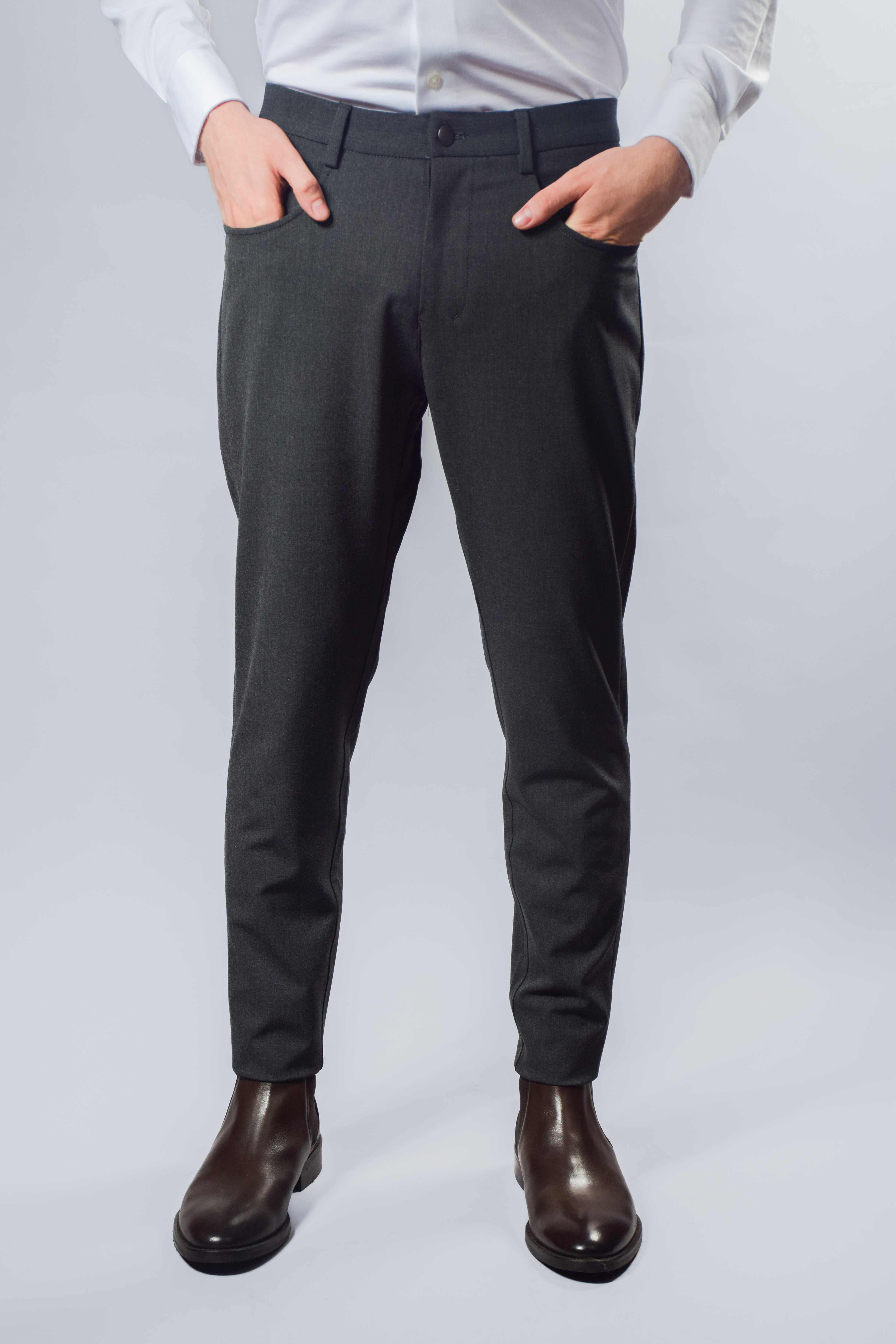 Charcoal Slim Essential Stretch Pants