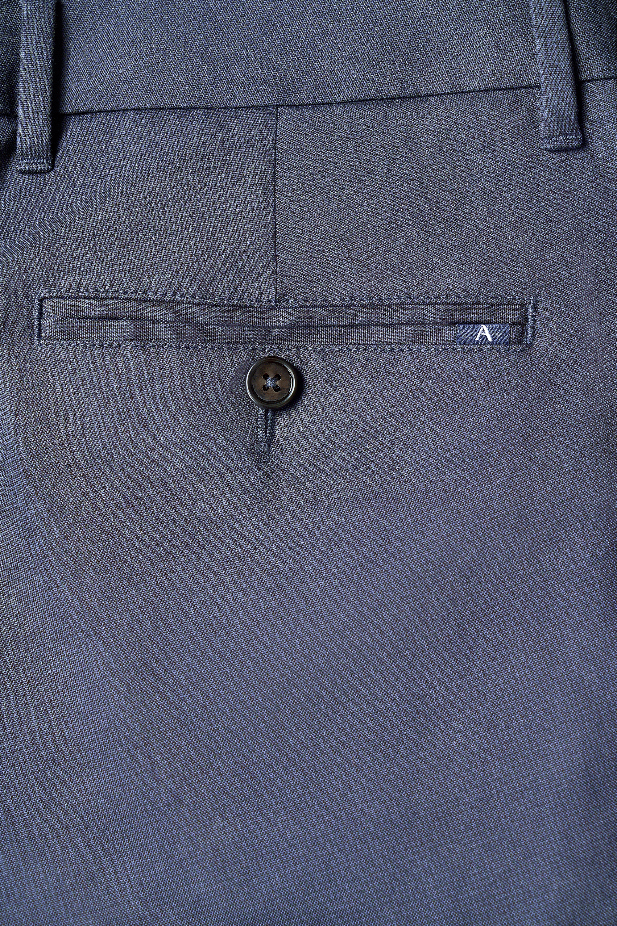 Yarn Dye Steel Blue Cotton Dress Pants